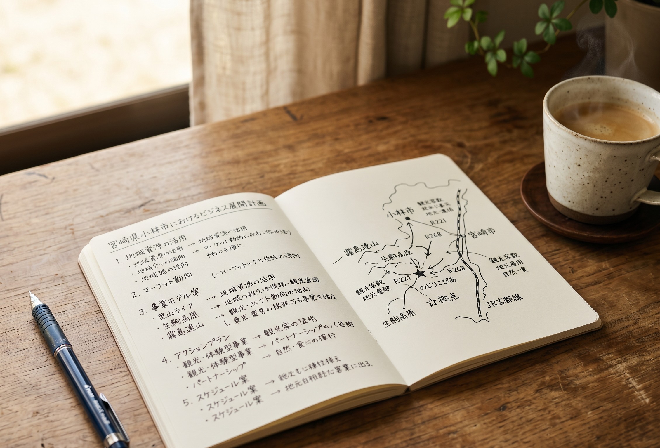 地域の課題に向き合う手書きノートとメモ